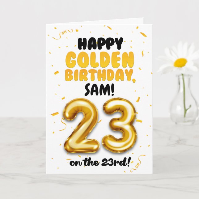 Happy Golden Birthday, 23rd Birthday Card  Kort (Liten växt)