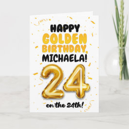 Happy Golden Birthday, 24th Birthday Card  Kort