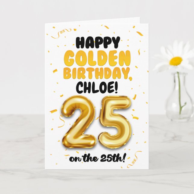Happy Golden Birthday, 25th Birthday Card  Kort (Liten växt)