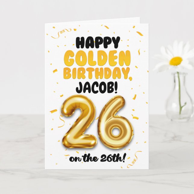 Happy Golden Birthday, 26th Birthday Card  Kort (Liten växt)