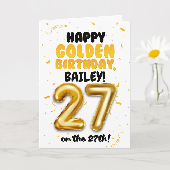 Happy Golden Birthday, 27th Birthday Card  Kort (Liten växt)