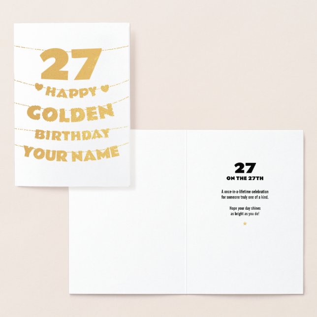 Happy Golden Birthday, 27th Birthday Gold Foil  Folierat Kort (Display)