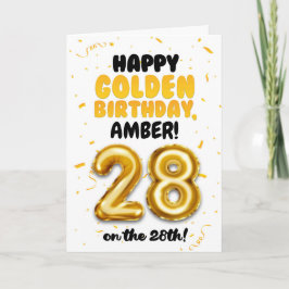 Happy Golden Birthday, 28th Birthday Card  Kort