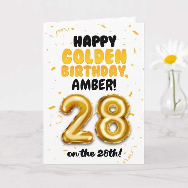 Happy Golden Birthday, 28th Birthday Card  Kort (Liten växt)