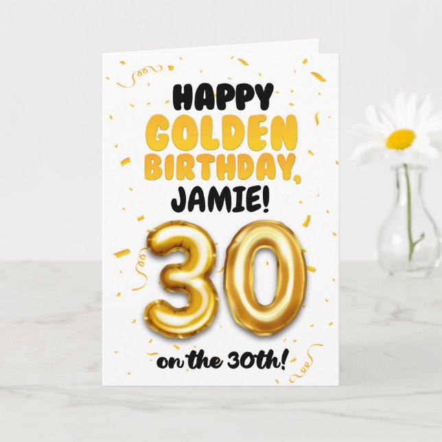 Happy Golden Birthday, 30th Birthday Card  Kort (Liten växt)