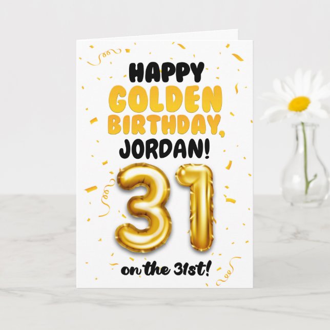 Happy Golden Birthday, 31st Birthday Card  Kort (Liten växt)