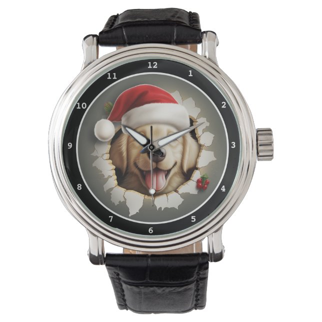 Happy Golden Dog Christmas Display Armbandsur (Framsida)