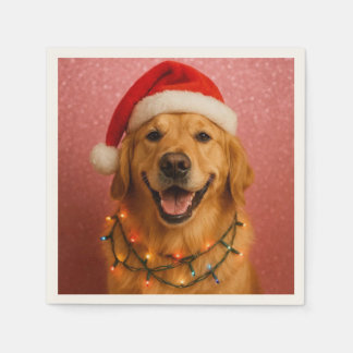 Happy Golden Retriever Christmas Card. Pappersservett