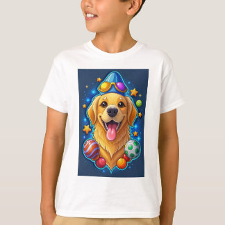 Happy Golden Retriever Dog Cartoon T Shirt