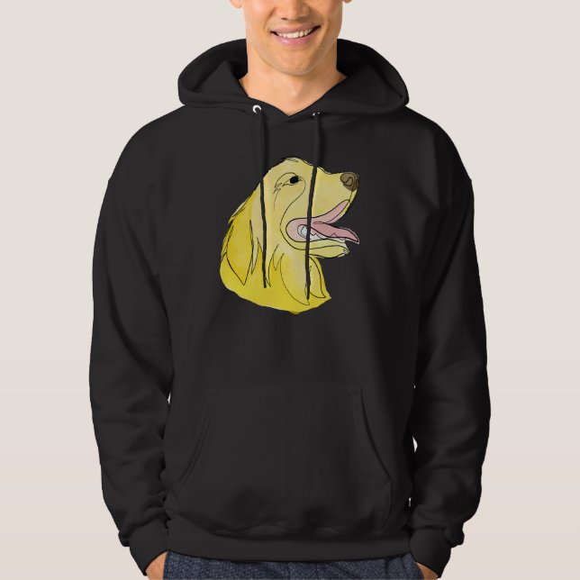 Happy Golden Retriever One Line Hoodie (Framsida)