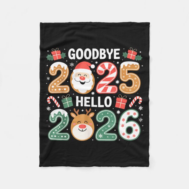 Happy Goodbye 2025 Hello 2026 Festive New Year Loo Fleecefilt (Framsidan)