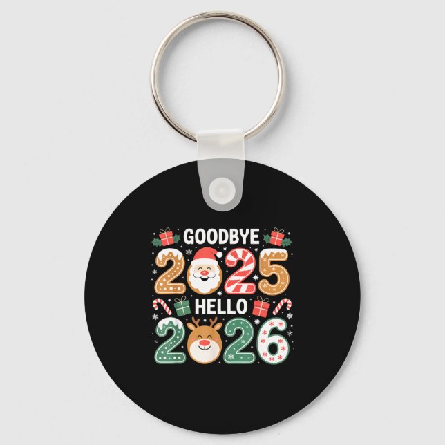 Happy Goodbye 2025 Hello 2026 Festive New Year Loo Nyckelring (Framsida)