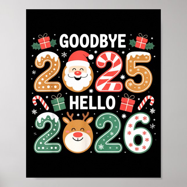Happy Goodbye 2025 Hello 2026 Festive New Year Loo Poster (Framsidan)