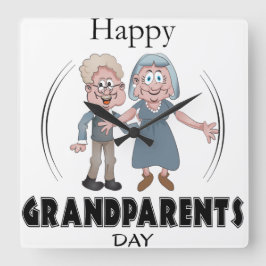 Happy Grandparents Day Clock Fyrkantig Klocka