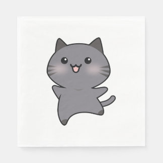Happy Gray Walking Cat Cartoon Pappersservett