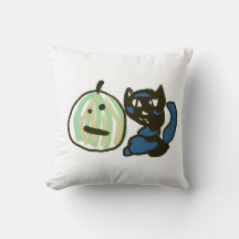 Happy Green Jack o Lantern Black Cat