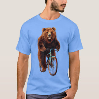 Happy Grizzly Bear Cycling, Mountain Bike Bicycle T Shirt