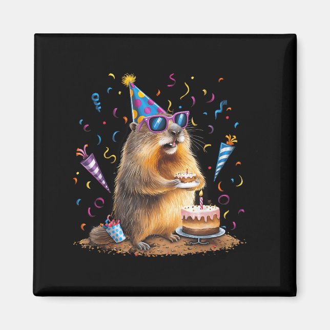 Happy Groundhog Day 12 Feb Ground Hog With Birthda Magnet (Framsidan)