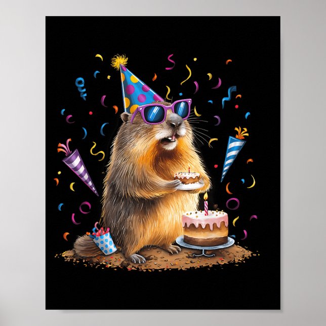 Happy Groundhog Day 12 Feb Ground Hog With Birthda Poster (Framsidan)