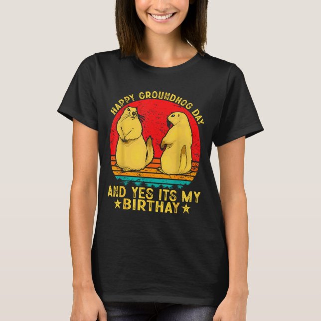 Happy Groundhog Day 2025 Funny Retro Marmot Lover  T Shirt (Framsida)