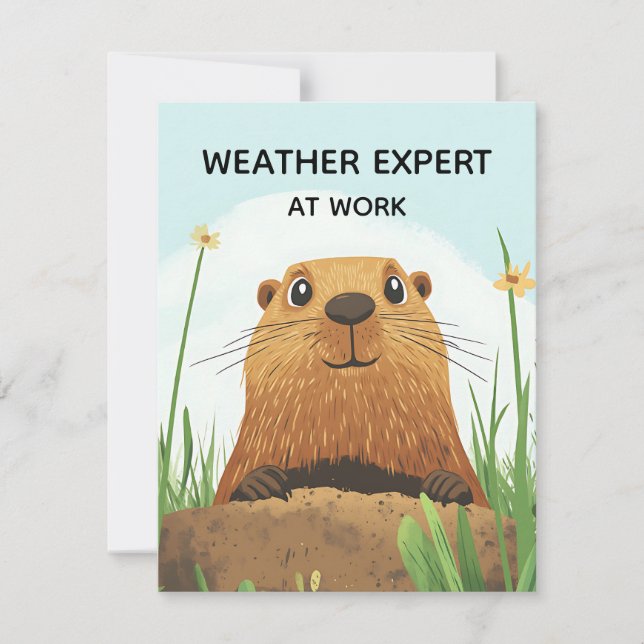 Happy Groundhog Day Cute Colorful Woodchuck  Julkort (Framsida)