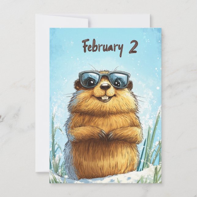 Happy Groundhog Day Cute Colorful Woodchuck Julkort (Framsida)