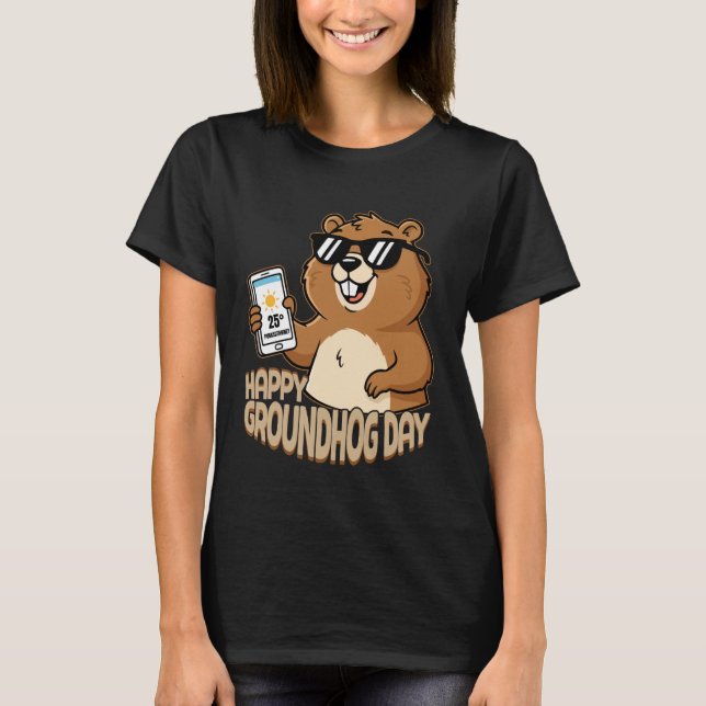 Happy Groundhog Day Cute Woodchuck Funny Groundhog T Shirt (Framsida)