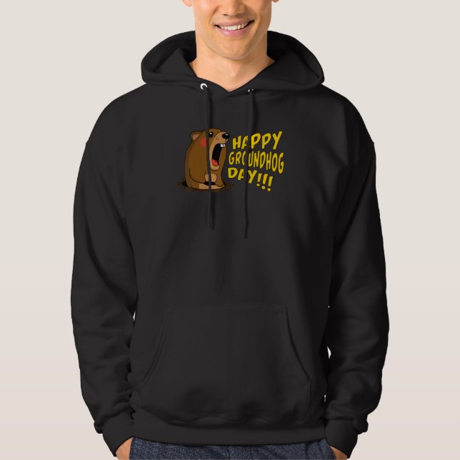 Happy Groundhog Day February 2nd, Cute Groundhog C Hoodie (Framsida)