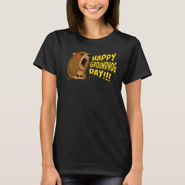 Happy Groundhog Day February 2nd, Cute Groundhog C T Shirt (Framsida)