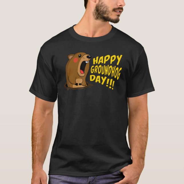 Happy Groundhog Day February 2nd, Cute Groundhog C T Shirt (Framsida)