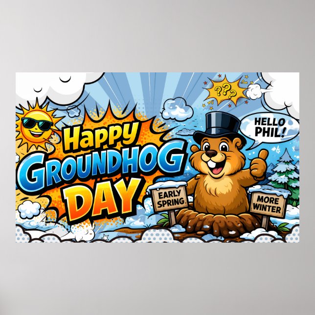 Happy Groundhog Day  Funny Backdrop Poster (Framsidan)