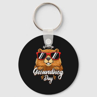 Happy Groundhog Day Funny Groundhog Sungles Cute K Nyckelring
