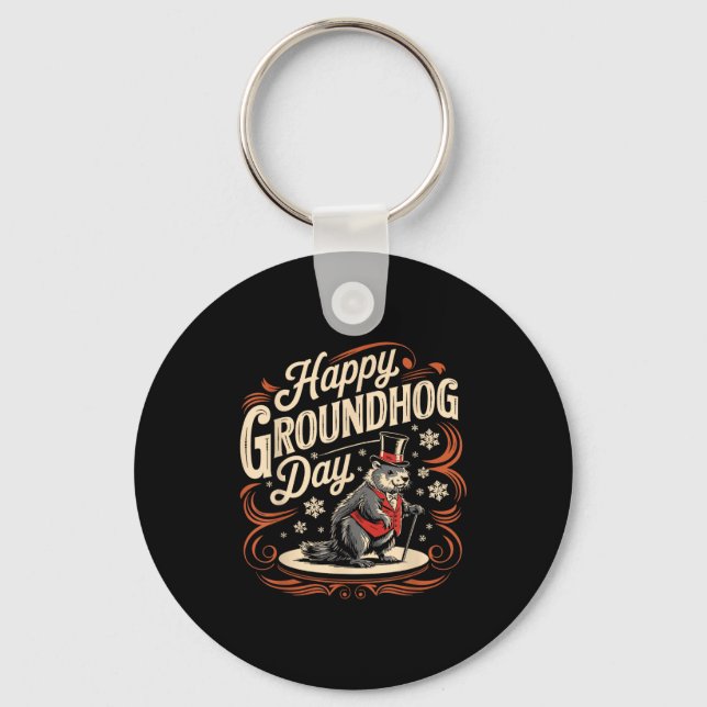 Happy Groundhog Day Ground Hog Animal Costume Men  Nyckelring (Framsida)