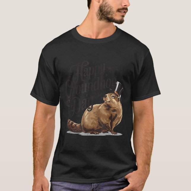 Happy Groundhog Day Ground Hog Animal Costume Men  T Shirt (Framsida)