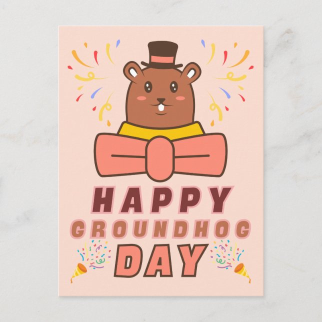 Happy Groundhog Day - Groundhog Day Celebration Vykort (Framsida)