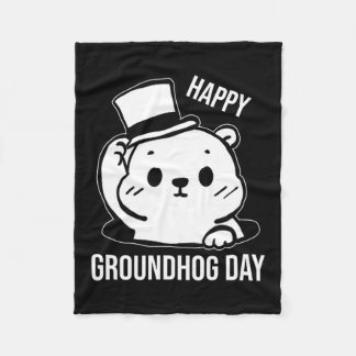 Happy Groundhog Day Line Art  Fleecefilt