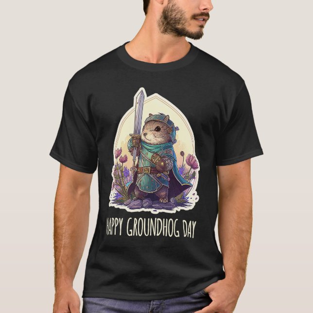 Happy groundhog Day Quote Cool Groundhog knight T Shirt (Framsida)