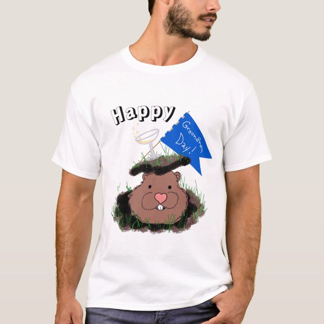 Happy Groundhog Day T Shirt (Framsida)