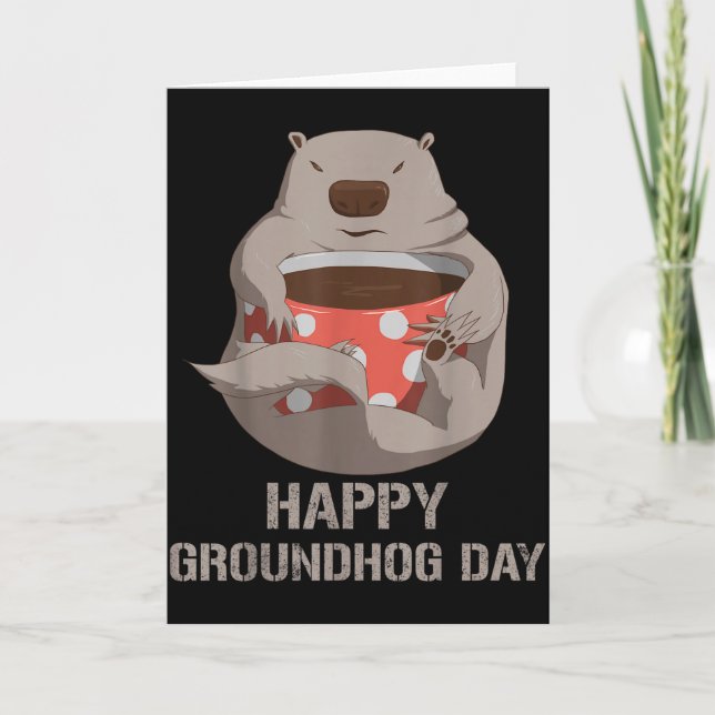 Happy Groundhog Day Tee Funny Coffee Lover Retro M Kort (Framsida)
