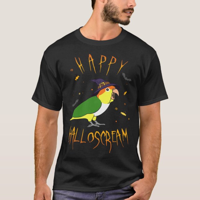 Happy Halloscream White Bellied Caique Witch Hat B T Shirt (Framsida)