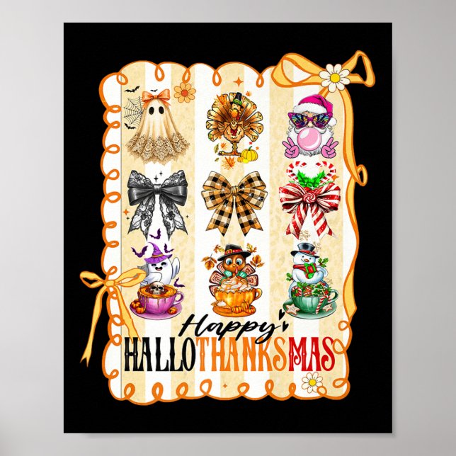 Happy Hallothanksmas Coquette Bow Halloween Thanks Poster (Framsidan)