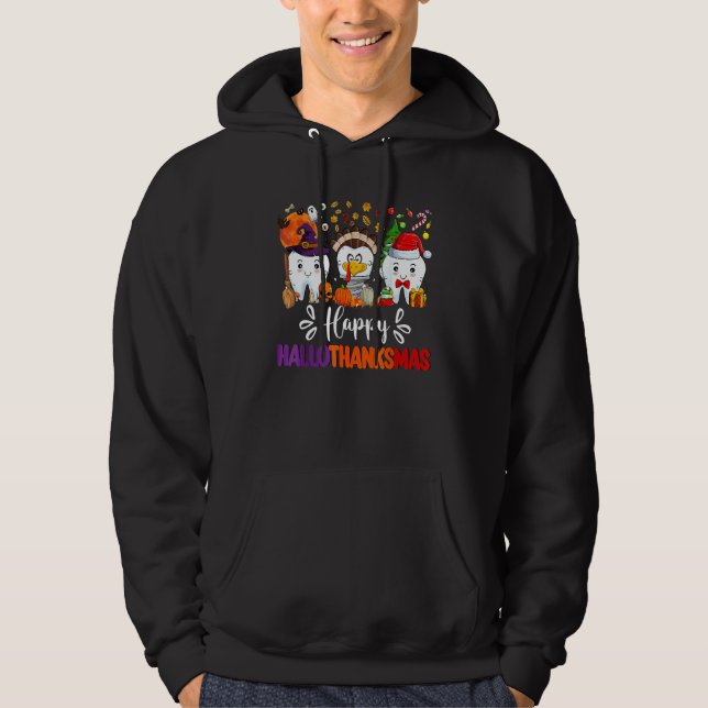 Happy HalloThanksMas Dental Boo Crew Dentist Assis Hoodie (Framsida)