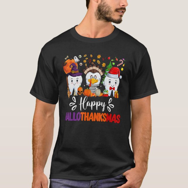 Happy HalloThanksMas Dental Boo Crew Dentist Assis T Shirt (Framsida)
