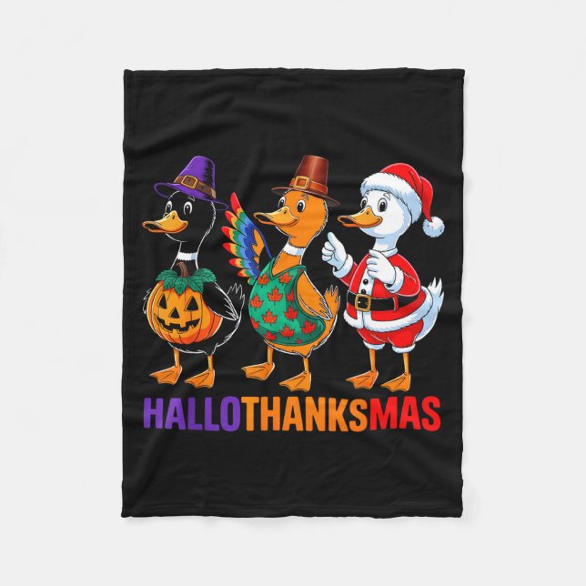 Happy Hallothanksmas Duck Lover Halloween Merry Ch Fleecefilt (Framsidan)