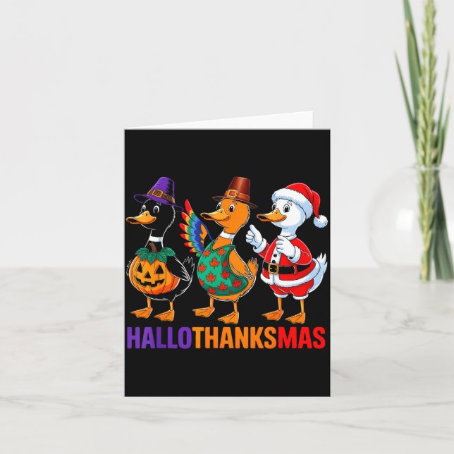 Happy Hallothanksmas Duck Lover Halloween Merry Ch Kort (Framsida)