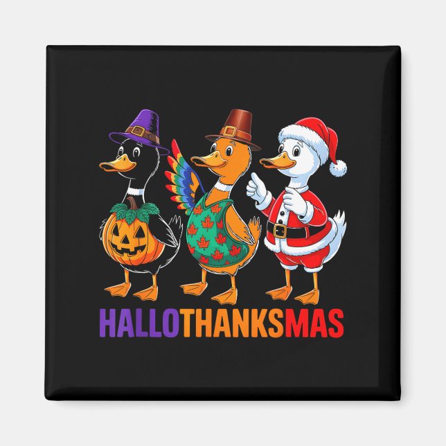 Happy Hallothanksmas Duck Lover Halloween Merry Ch Magnet (Framsidan)