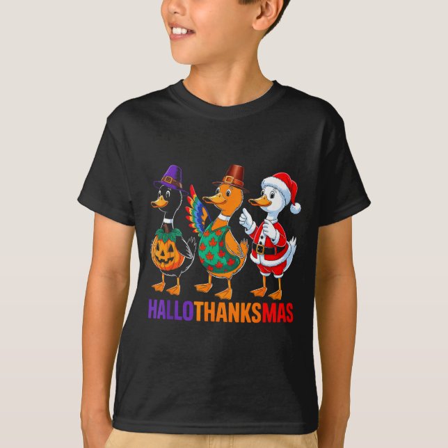 Happy Hallothanksmas Duck Lover Halloween Merry Ch T Shirt (Framsida)