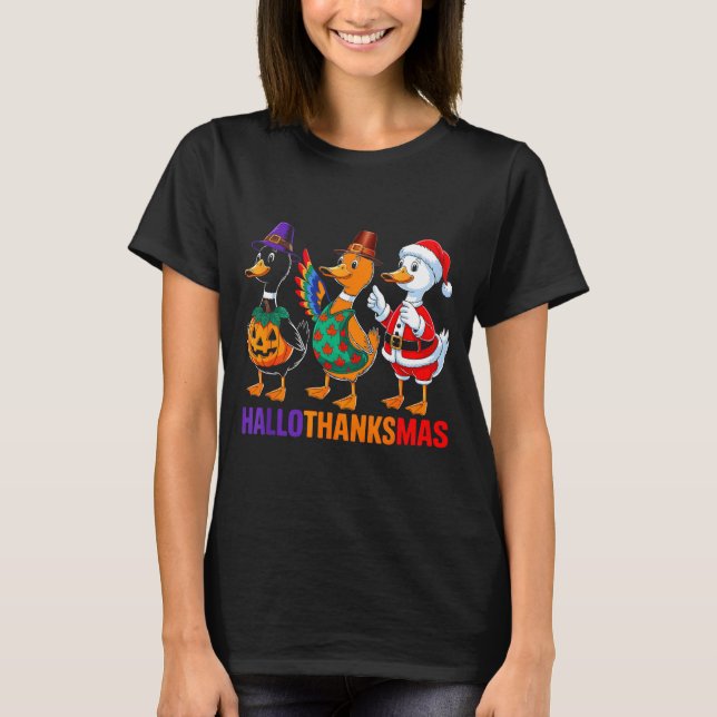 Happy Hallothanksmas Duck Lover Halloween Merry Ch T Shirt (Framsida)