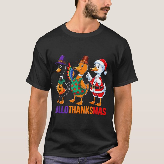 Happy Hallothanksmas Duck Lover Halloween Merry Ch T Shirt (Framsida)