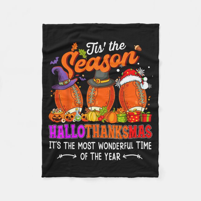 Happy Hallothanksmas Funny Halloween Thanksgiving  Fleecefilt (Framsidan)